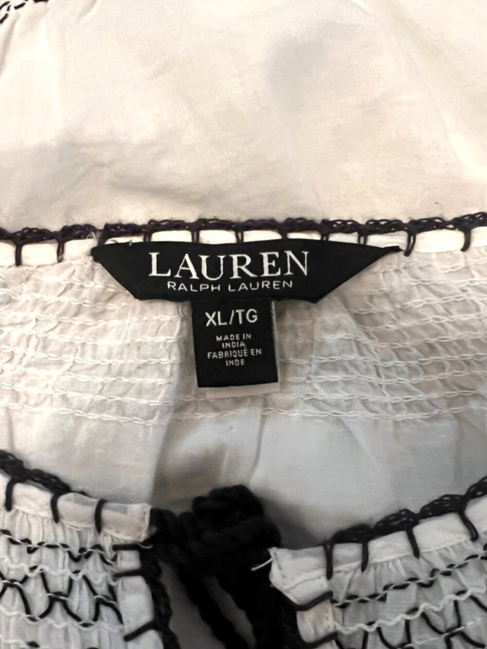 Ralph Lauren White Short Sleeve 100% Cotton Embroidered Top Women's XL Blk LBL - Picture 8 of 9